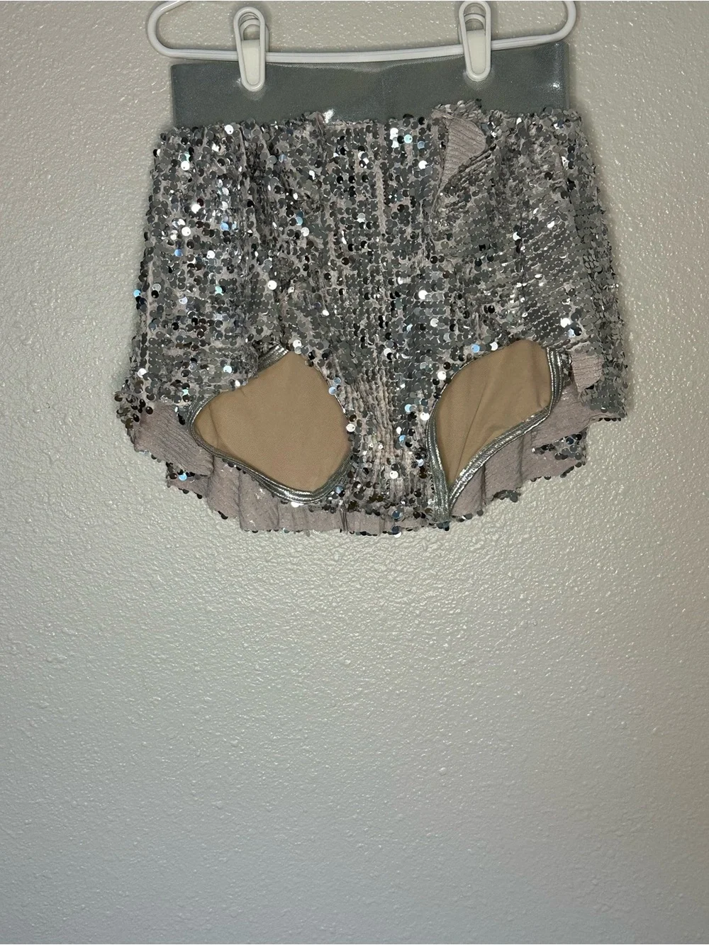 balera Silver Sequin High-Waist Bike Shorts